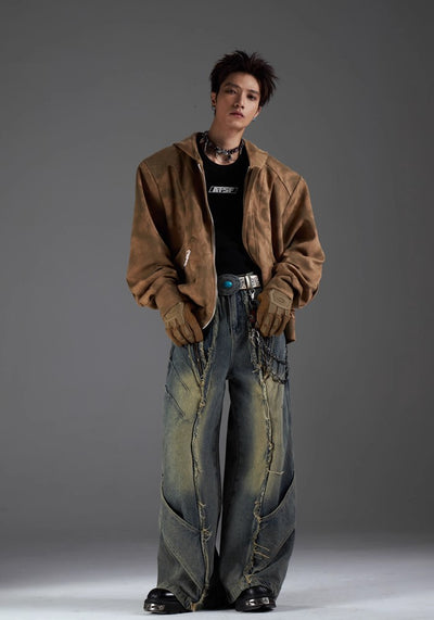 【NOMANIAI 】Grunge street style wash design denim pants  NA0001