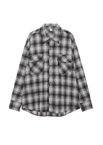 【W3】Simple basic design check balance shirt  WO0048
