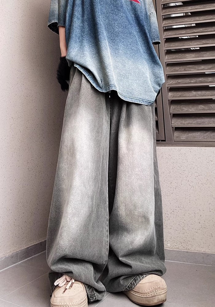 【UUCSCC】Four-point back pocket design wide over pants  US0069