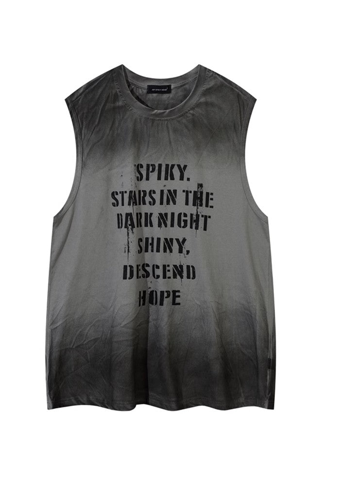 【W3】Regular wash dark design sleeveless  WO0068