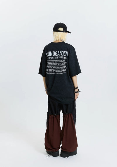【MICHINNYON】Front illustration band over design short sleeve T-shirt  MY0007