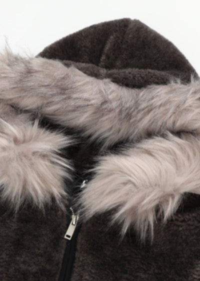 【Mz】Fur Hoody Mohair Fabric Design Full Zip Jacket  MZ0060