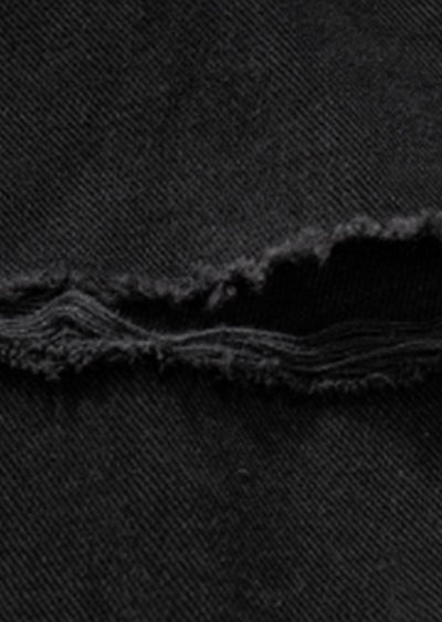 【MAXDSTR】Middle distressed hem point design black denim shorts  MD0136