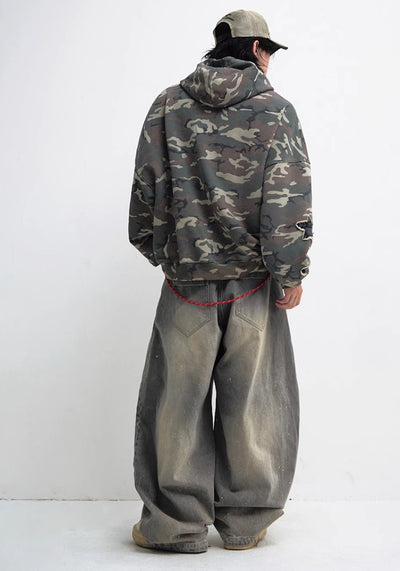 【People Style】Simple balance camouflage pattern color over star hoodie  PS0038