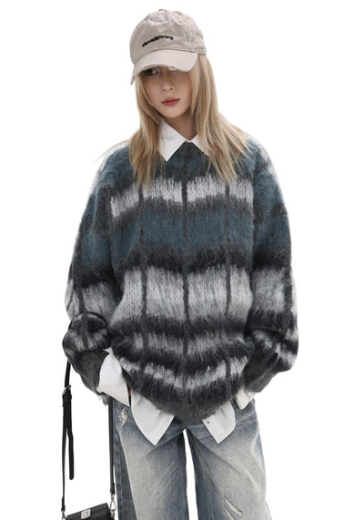 【GIBBYCNA】Multicolor design border style knit sweater  GC0035