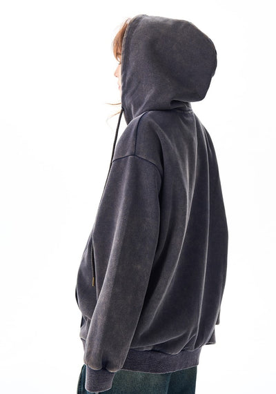 【H GANG X】College initial design dull color full zip over hoodie  HX0098