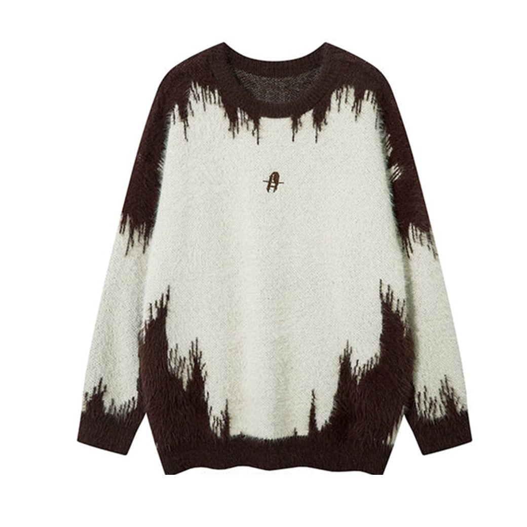 【NIHAOHAO】Unique gimmick double color design gathered knit sweater  NH0159