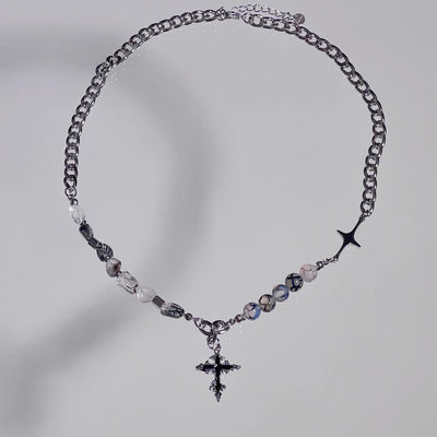 【CHEALIMPID】Stone Multi Design Gothic Mode Cross Necklace  CL0016