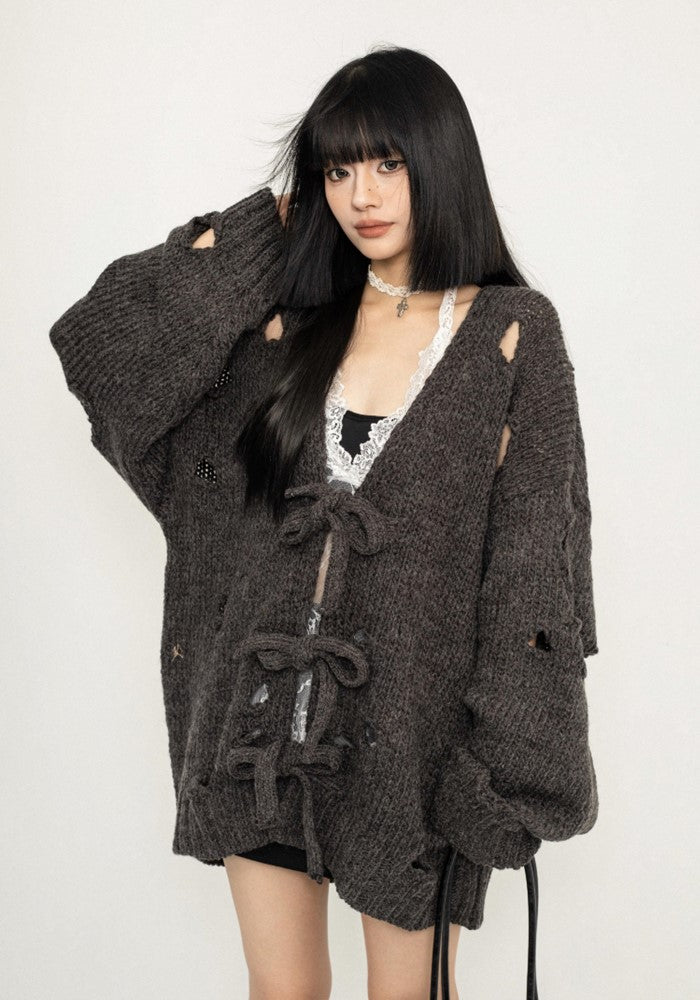 【ZERO STORE】Soft color wide over design knit fabric cardigan  ZS0063