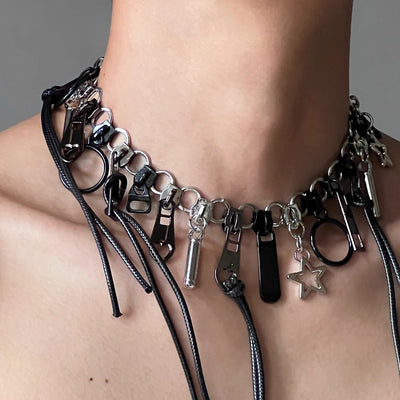 【CHEALIMPID】Multi-gimmick countless design impact silhouette necklace  CL0020