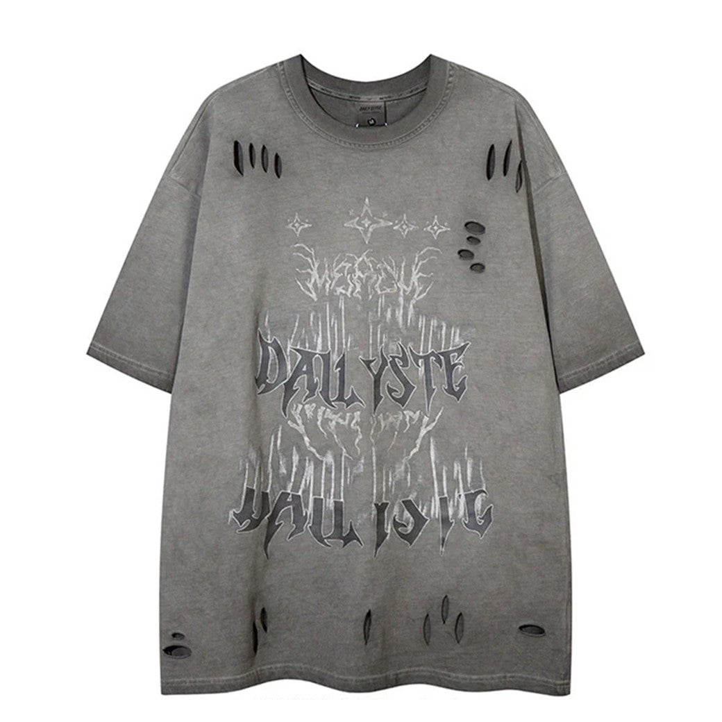 【NIHAOHAO】Myriad Initial Design Subculture Mode Short Sleeve T-Shirt  NH0131