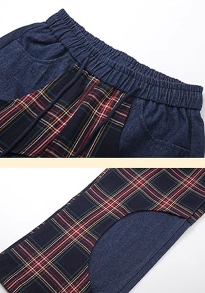 【H GANG X】Multi-wave check design Y2K sweatpants  HX0089