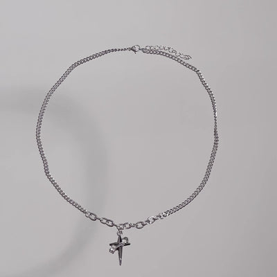 【CHEALIMPID】Grunge style crossover basic necklace  CL0017