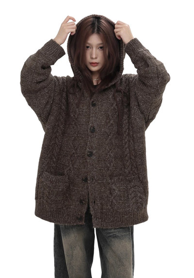 【GIBBYCNA】Dark light color knit fabric design hoodie patch jacket  GC0024