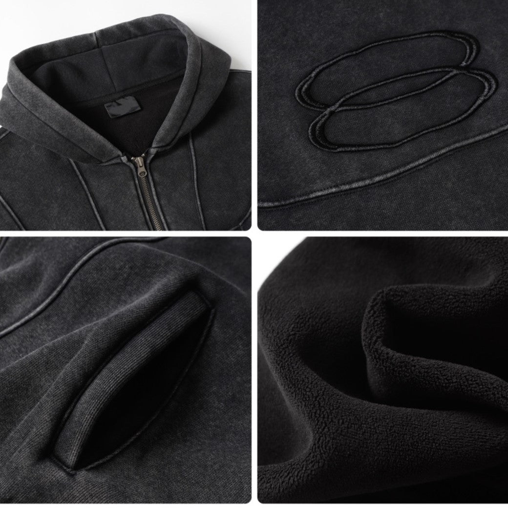 【Mz】Basic dull color balance design full zip hoodie  MZ0045