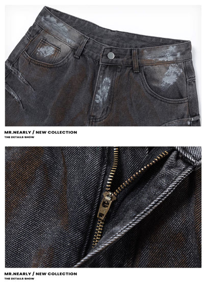 【MR nearly】Rusty claw mark design blonde wash denim pants  MR0101