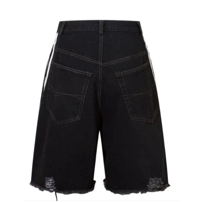 【ReIAx】Grunge fringe distressed short denim pants  RX0013