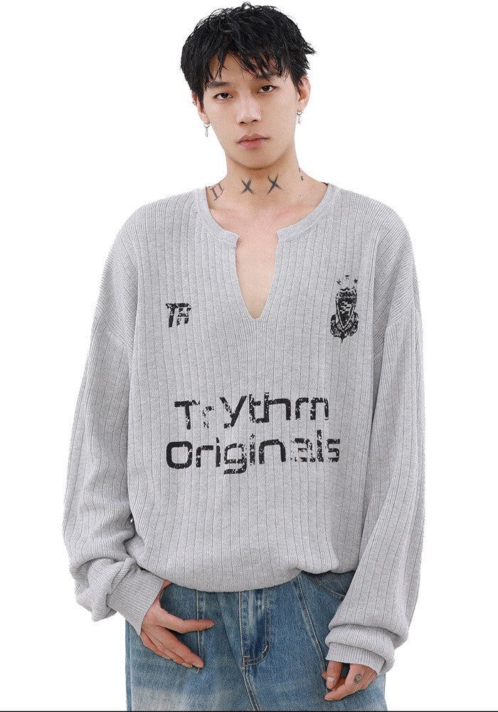 【MR nearly】V-neck design basic silhouette style knit sweater  MR0141