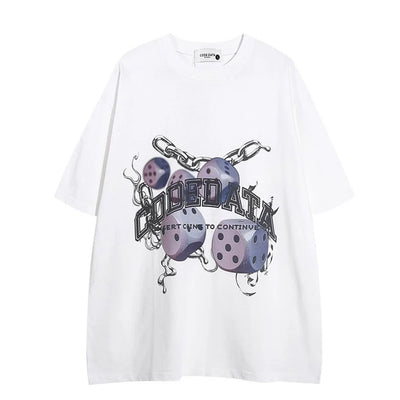 【NIHAOHAO】Dice chain design front silhouette short sleeve T-shirt  NH0147