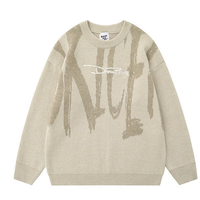 【NIHAOHAO】Painted neck initial design street style knit sweater  NH0157