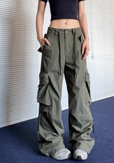 【Apocket】Casual vintage style wide silhouette cargo pants  AK0033