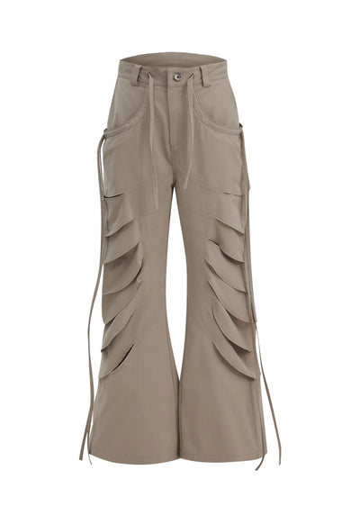 【Culture E】Countless Cut Wide silhouette multi-varied design slacks leather pants  CE0145