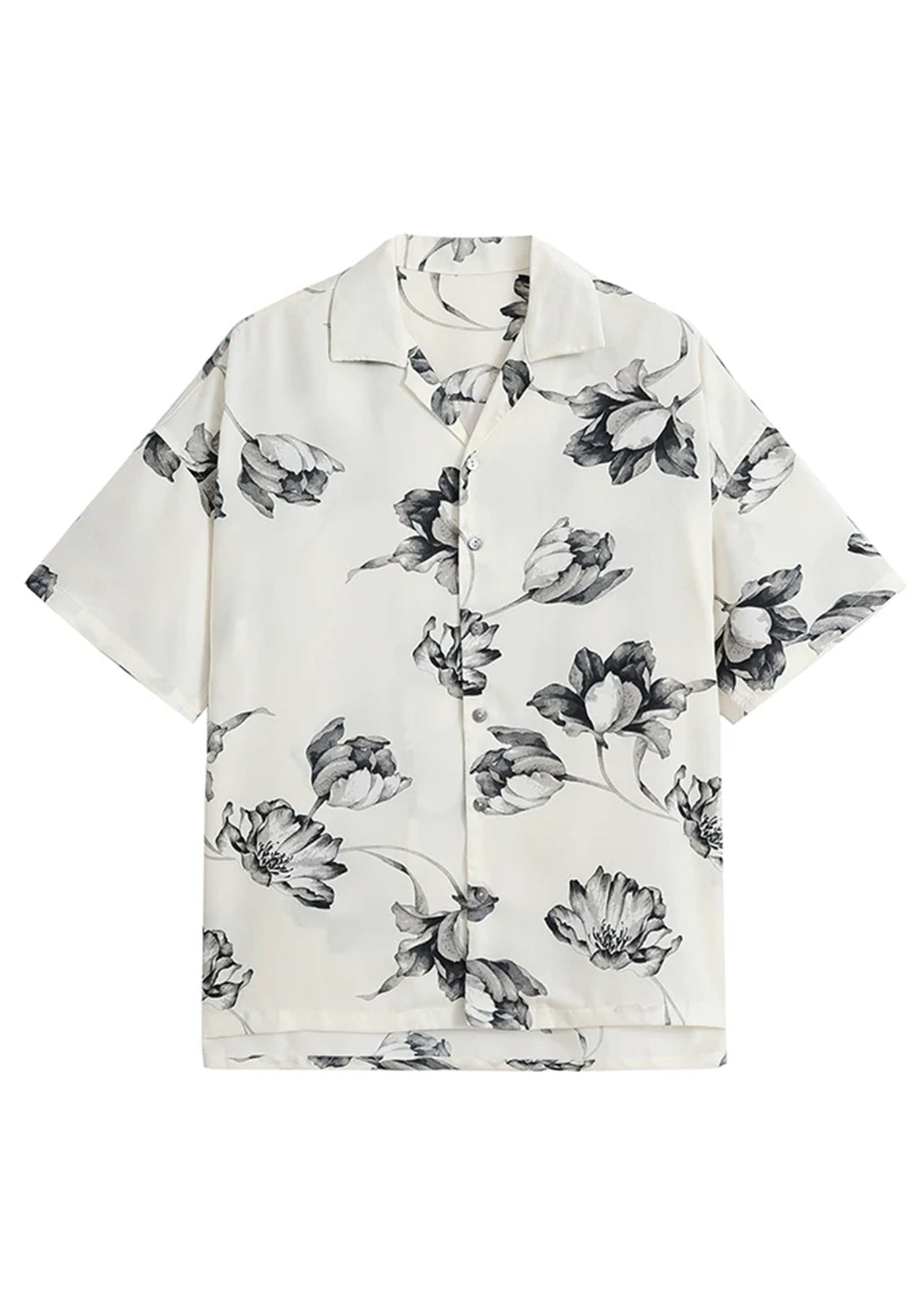 [GRNL] Monotone coloring floral pattern design rough short sleeve shirt GN0010