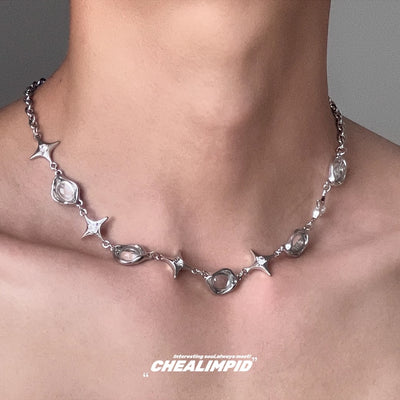 【CHEALIMPID】Cross Marble Point Design Silver Necklace  CL0005