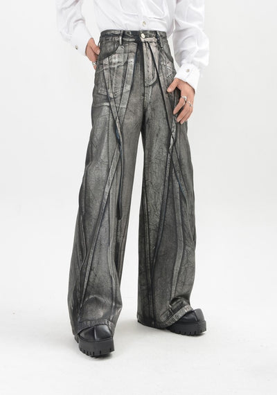 【LUCE GARMENT】Dull grunge wash wide style denim pants  LG0060