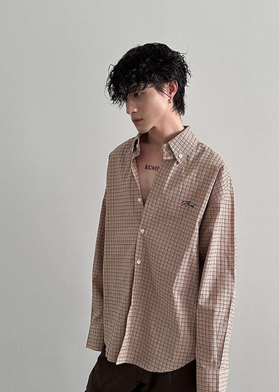 【Very Fewest】Loose style vertical striped long sleeve shirt  VF0031