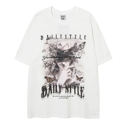 【NIHAOHAO】Mysterious woman silhouette front illustration design short sleeve T-shirt  NH0129