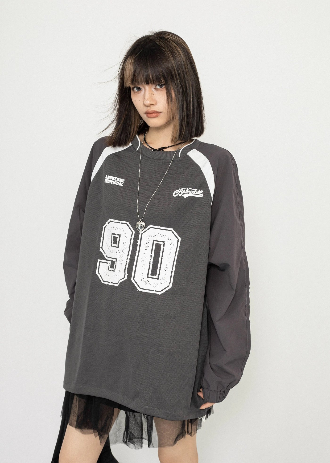 【ZERO STORE】Front number initial design sporty gaming T-shirt  ZS0047