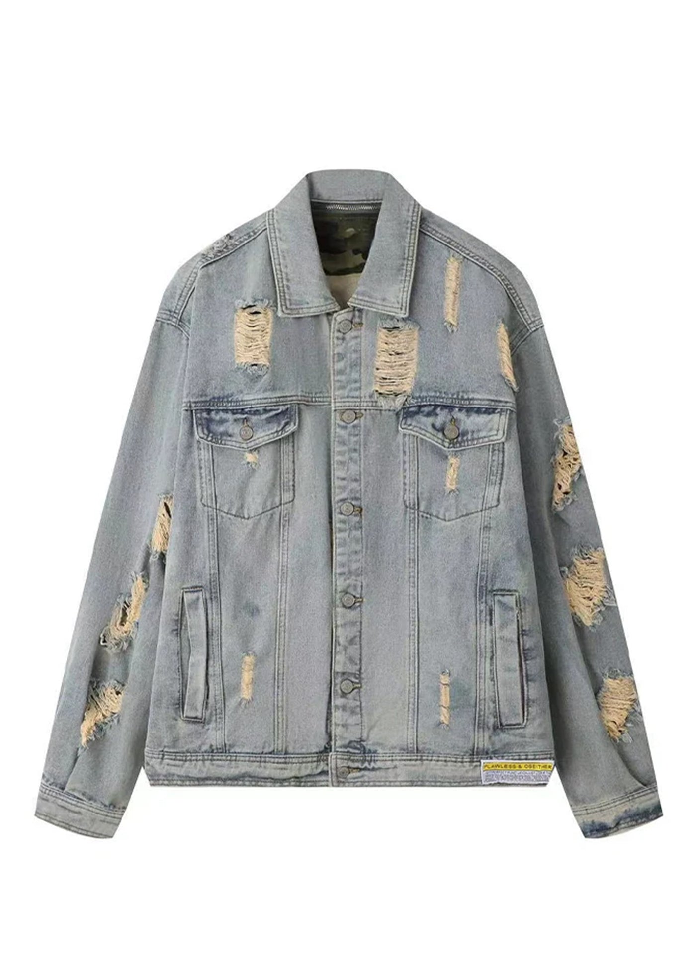 【Eleven shop97】Randomly damaged design oversized denim jacket  ES0026