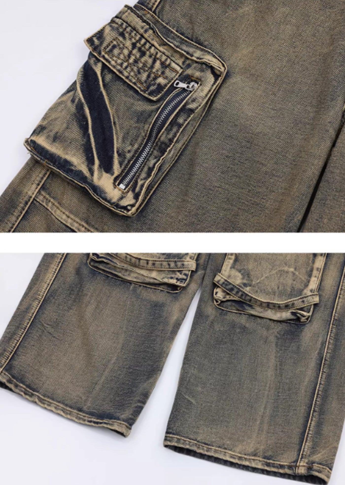 【MAXDSTR】Grunge style next vintage color denim cargo pants  MD0145