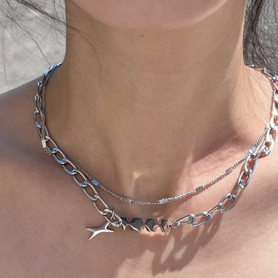 【CHEALIMPID】Double design silver base necklace  CL0018