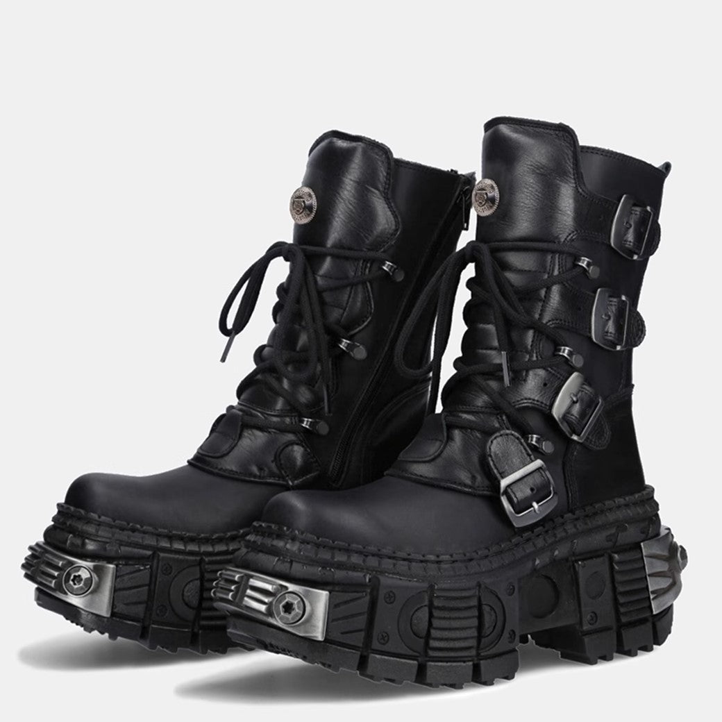 【9/9新作】Multi-belt gimmick design high-end black boots  HL3081