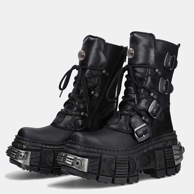 【9/9新作】Multi-belt gimmick design high-end black boots  HL3081