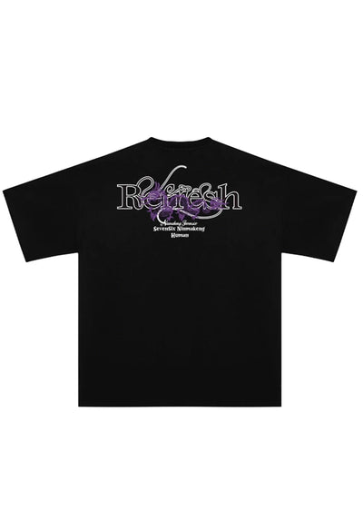 [Niuma Keng] Back initial print purple design short sleeve T-shirt NK0007