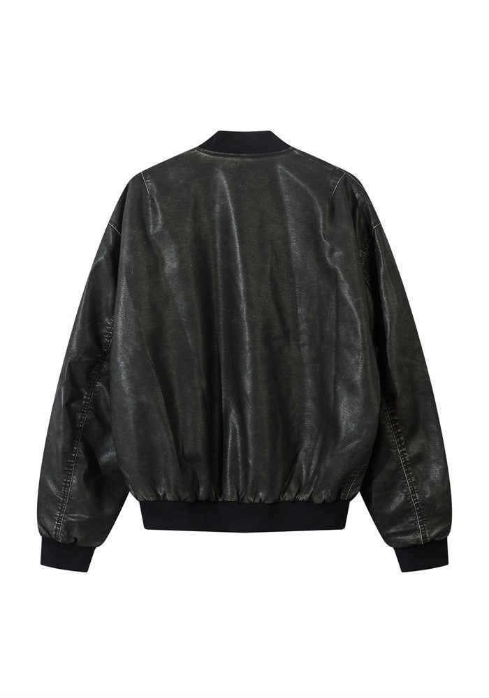 【W3】High-level glossy design black inner color leather jacket  WO0079