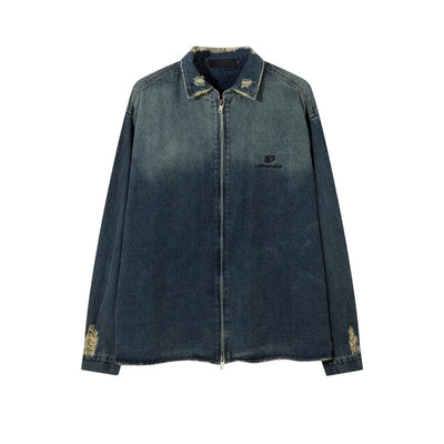 【Mz】Gradient navy vintage denim shirt  MZ0035