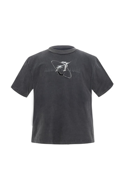 [Culture E] Front brand logo design mode crystal short sleeve T-shirt CE0126
