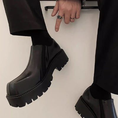【7/1新作】Simple normalized design knotted leather sneaker boots  HL3047
