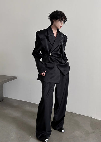 【Very Fewest】Black Ankle Tailored Silhouette Basic Jacket  VF0027