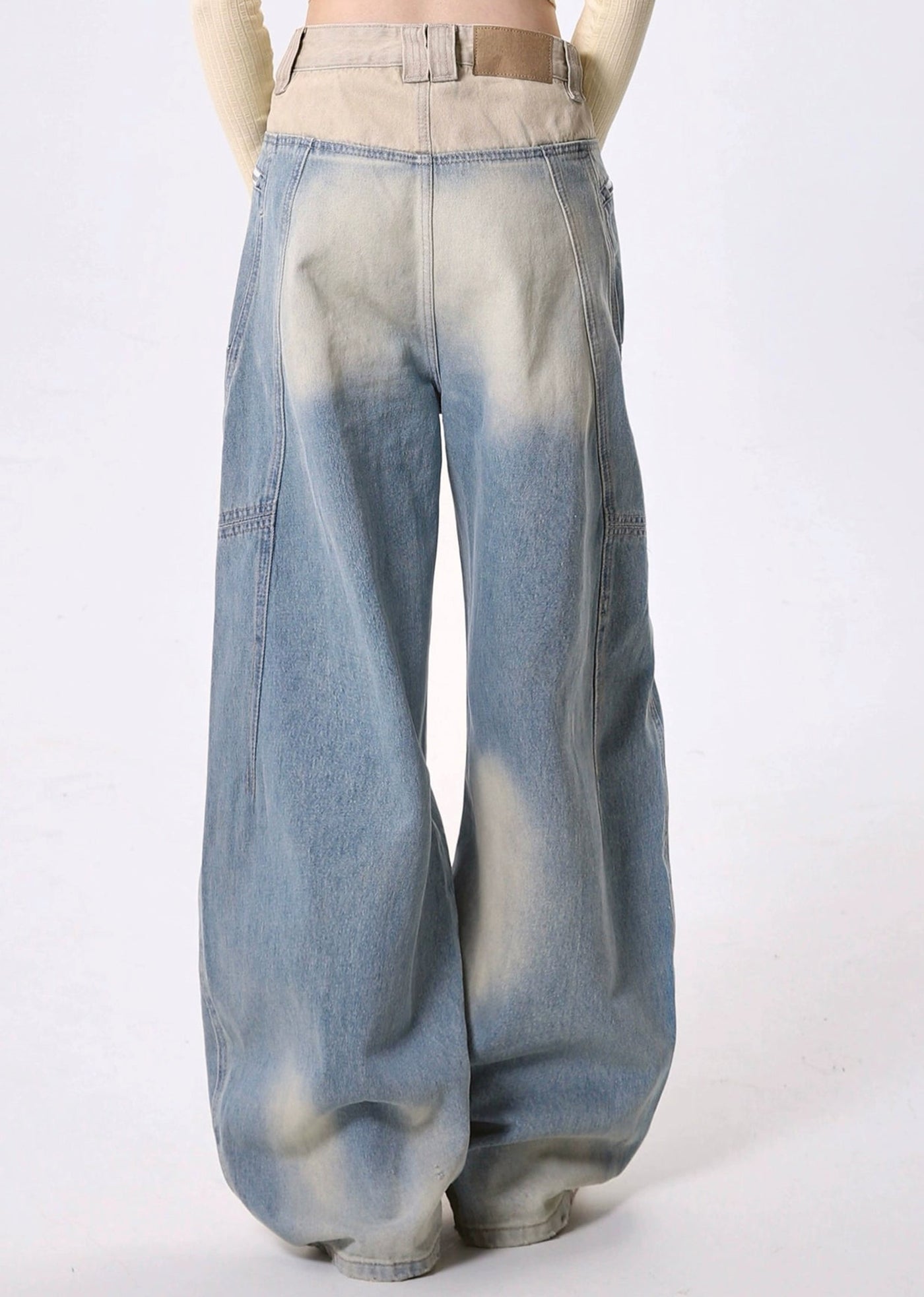 【Rayohopp】Fully washed design gimmick silhouette denim pants  RH0125