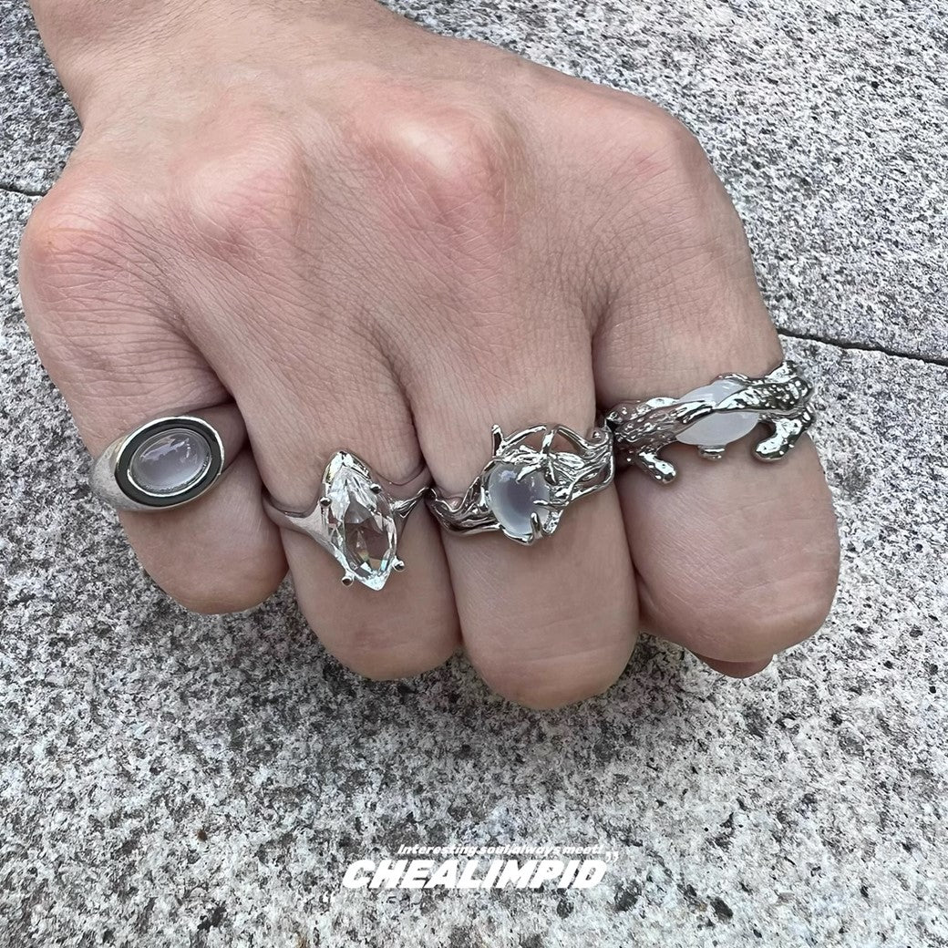 【CHEALIMPID】Front pearl design silver gimmick ring  CL0010