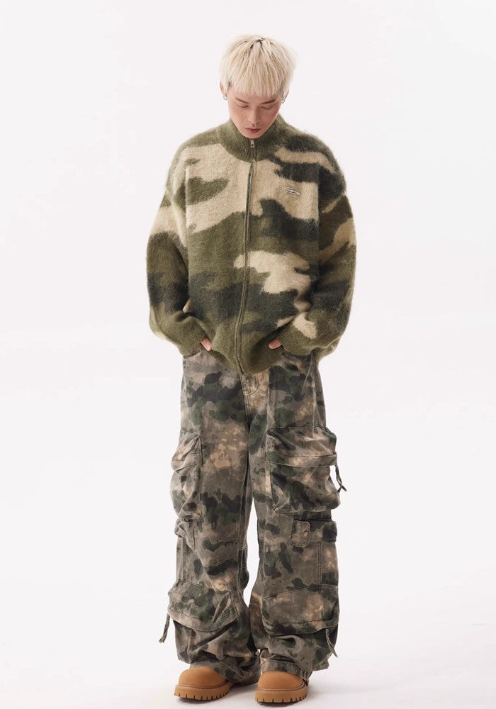 【BTSG】Big pocket double design camouflage color wide style cargo pants  BS0025