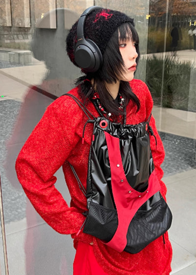 【Antiphase】 Red and black color wave design backpack  AP0009