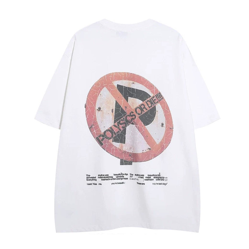 【NIHAOHAO】Stop sign design simple front short sleeve T-shirt  NH0151