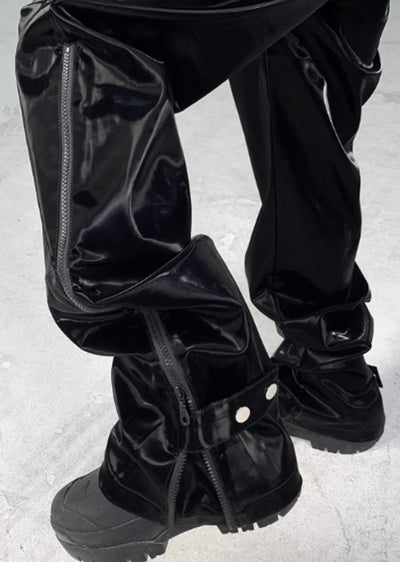 【5/6新作】Double patched gathered silhouette leather pants  HL3045