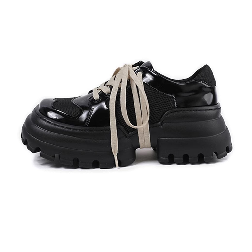 【9/9新作】Thick sole design silhouette glossy monotone color sneakers  HL3084